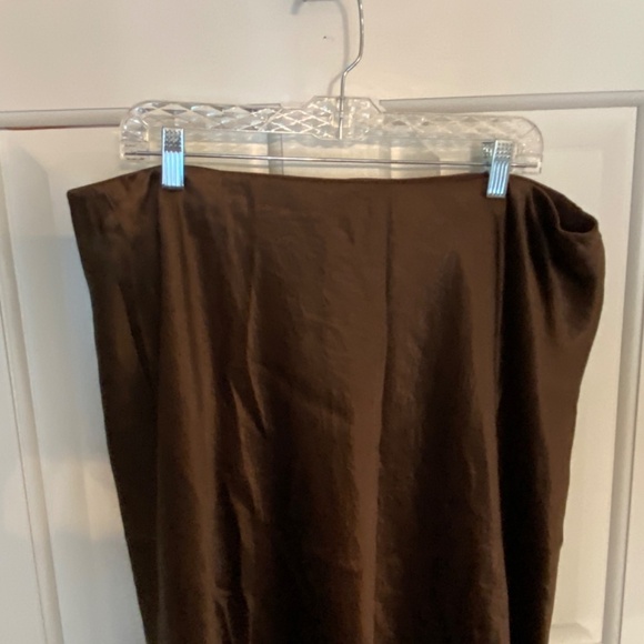 New! Vince satin Slip Midi Skirt Nut Brown silk 1X plus size nwot 33409 - Picture 7 of 13